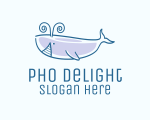 Blue Happy Whale logo design