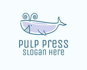 Blue Happy Whale logo design