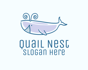 Blue Happy Whale logo design