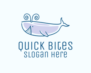 Blue Happy Whale logo design