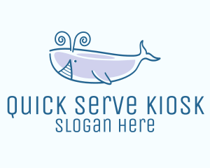 Blue Happy Whale logo design