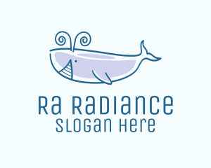 Blue Happy Whale logo design