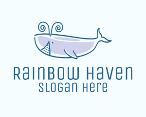 Blue Happy Whale logo design