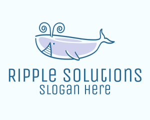 Blue Happy Whale logo design