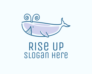 Blue Happy Whale logo design