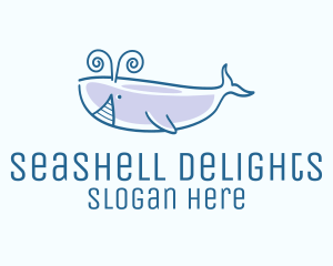 Blue Happy Whale logo design