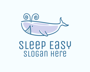 Blue Happy Whale logo design