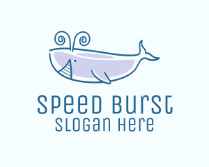 Blue Happy Whale logo design