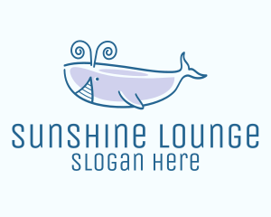 Blue Happy Whale logo design