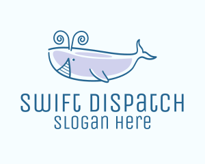 Blue Happy Whale logo design