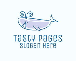 Blue Happy Whale logo design