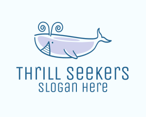 Blue Happy Whale logo design