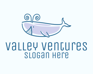 Blue Happy Whale logo design