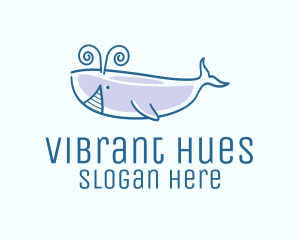 Blue Happy Whale logo design