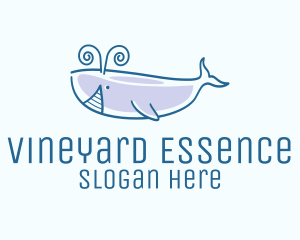 Blue Happy Whale logo design