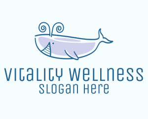 Blue Happy Whale logo design