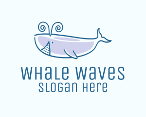 Whale - Blue Happy Whale logo design