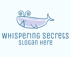 Blue Happy Whale logo design