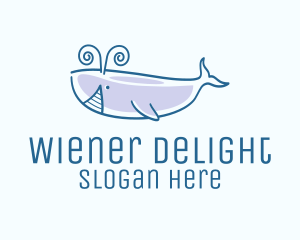 Blue Happy Whale logo design