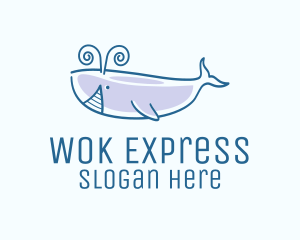 Blue Happy Whale logo design