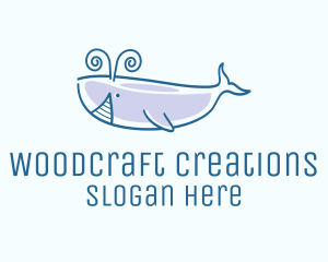 Blue Happy Whale logo design