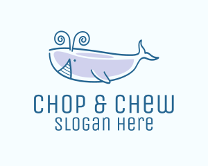 Blue Happy Whale logo design