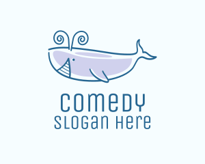 Blue Happy Whale logo design