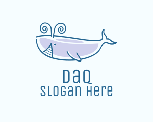 Blue Happy Whale logo design