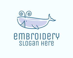 Blue Happy Whale logo design