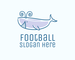 Fish - Blue Happy Whale logo design