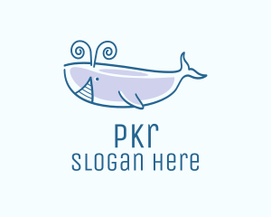 Blue Happy Whale logo design