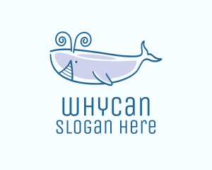 Seafood - Blue Happy Whale logo design