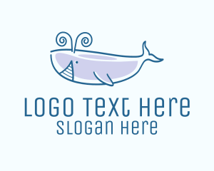 Early Learning - Blue Happy Whale logo design
