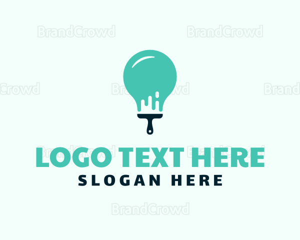 Light Bulb Paint Brush Logo