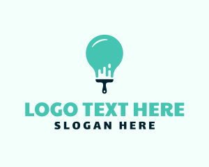 Decorator - Light Bulb Paint Brush logo design
