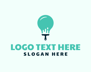 Roller Brush - Light Bulb Paint Brush logo design