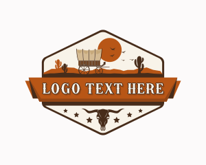 Skull - Wild West Desert Wagon logo design