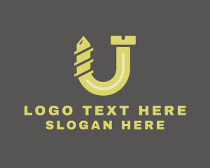 Yellow Letter U Screw  Logo