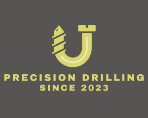 Drilling - Yellow Letter U Screw logo design