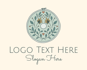 Seamstess - Flower Leaves Embroidery Craft logo design