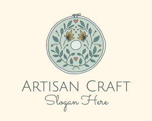 Flower Leaves Embroidery Craft logo design