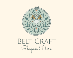 Flower Leaves Embroidery Craft logo design