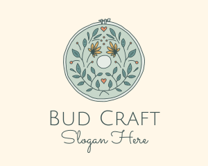 Flower Leaves Embroidery Craft logo design