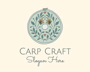 Flower Leaves Embroidery Craft logo design