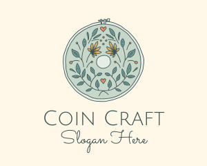 Flower Leaves Embroidery Craft logo design