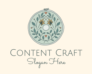 Flower Leaves Embroidery Craft logo design