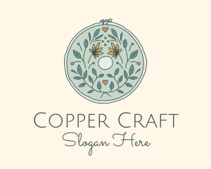 Flower Leaves Embroidery Craft logo design