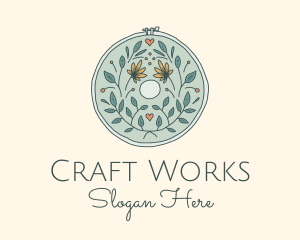 Flower Leaves Embroidery Craft logo design