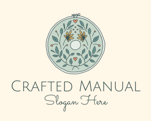 Flower Leaves Embroidery Craft logo design