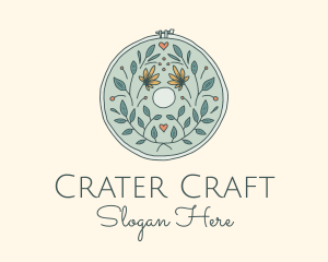 Flower Leaves Embroidery Craft logo design